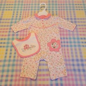 JUMPING BEANS 🌺 Vintage Pink 'n White Multi Floral Jumpsuit w/Matching Bib 0-3M